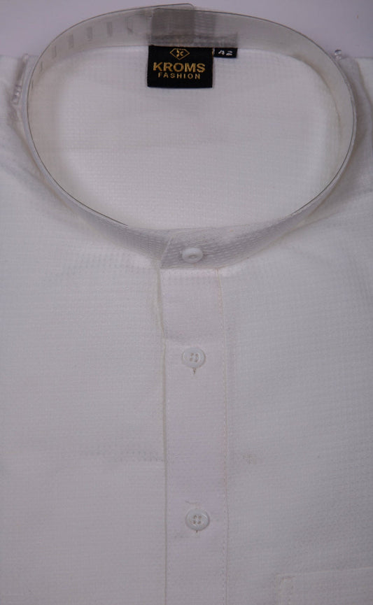 Kroms fashion men plain kurta White kroms fashion
