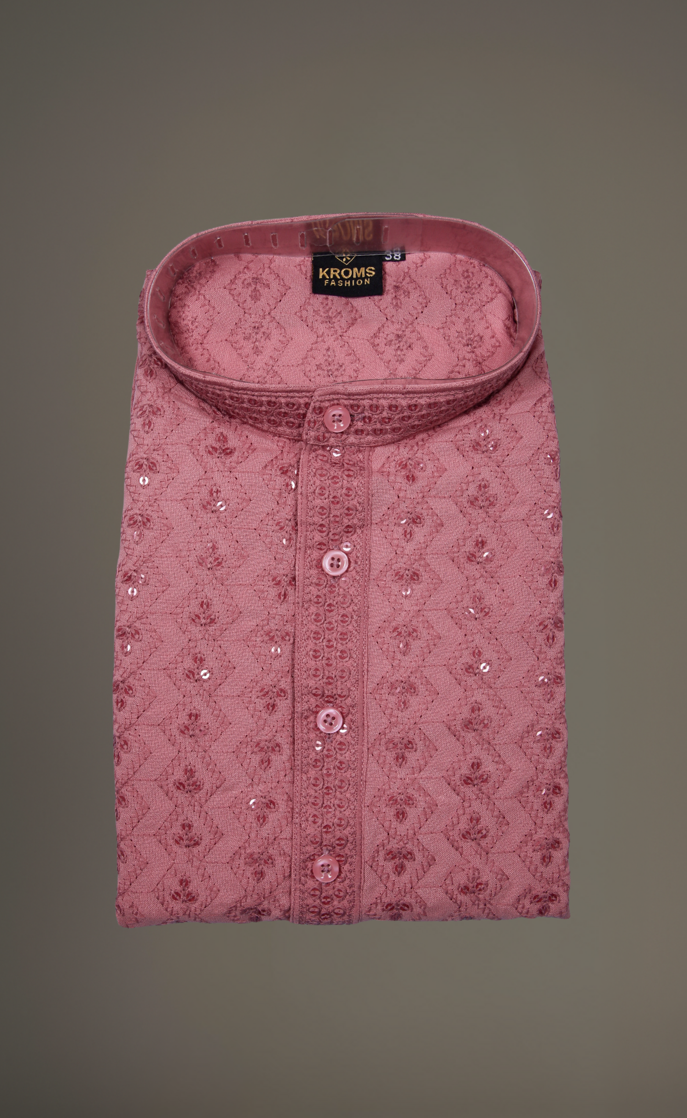 Kroms fashion men sequin kurta Light brick kromsFashion