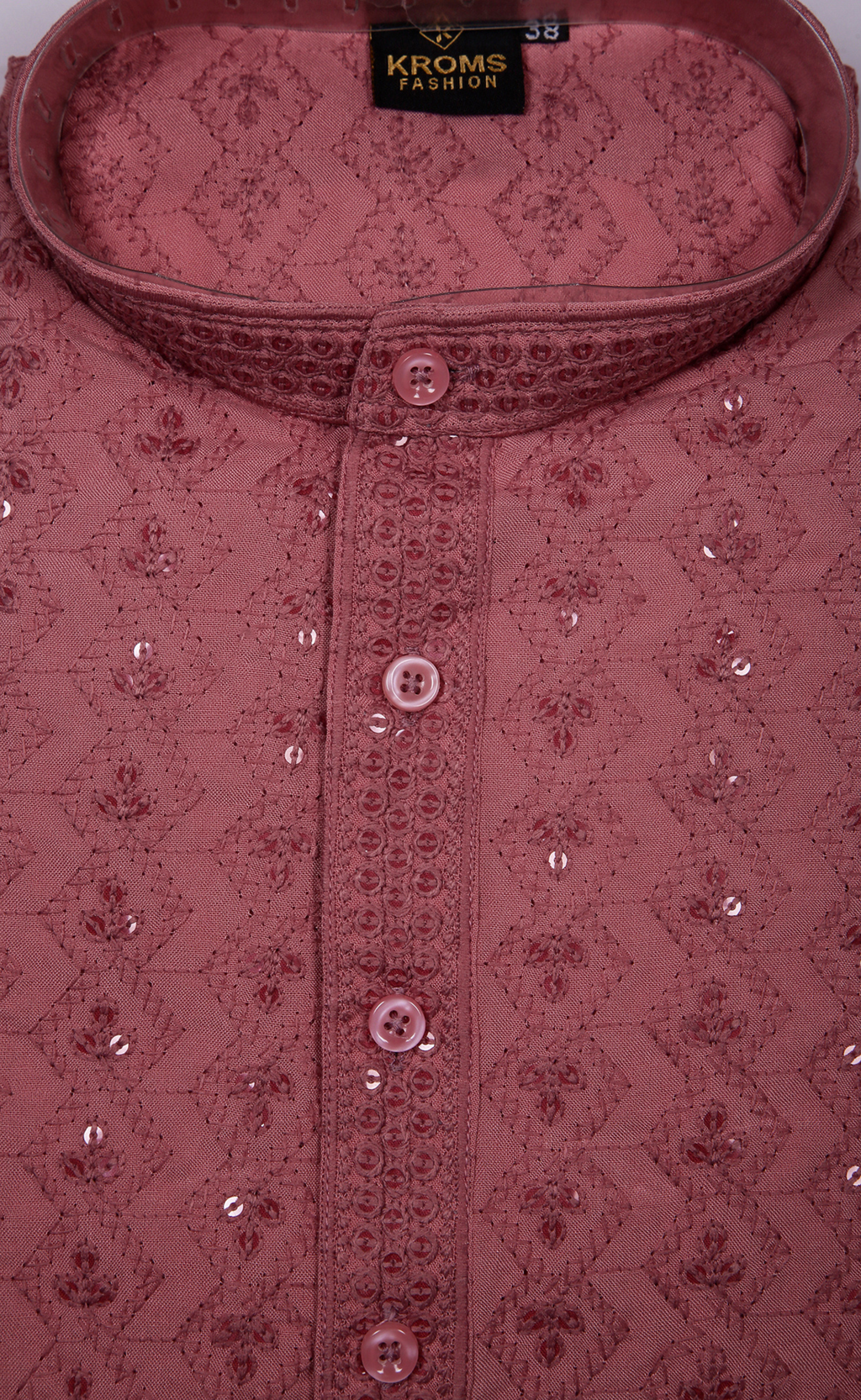 Kroms fashion men sequin kurta Light brick kromsFashion
