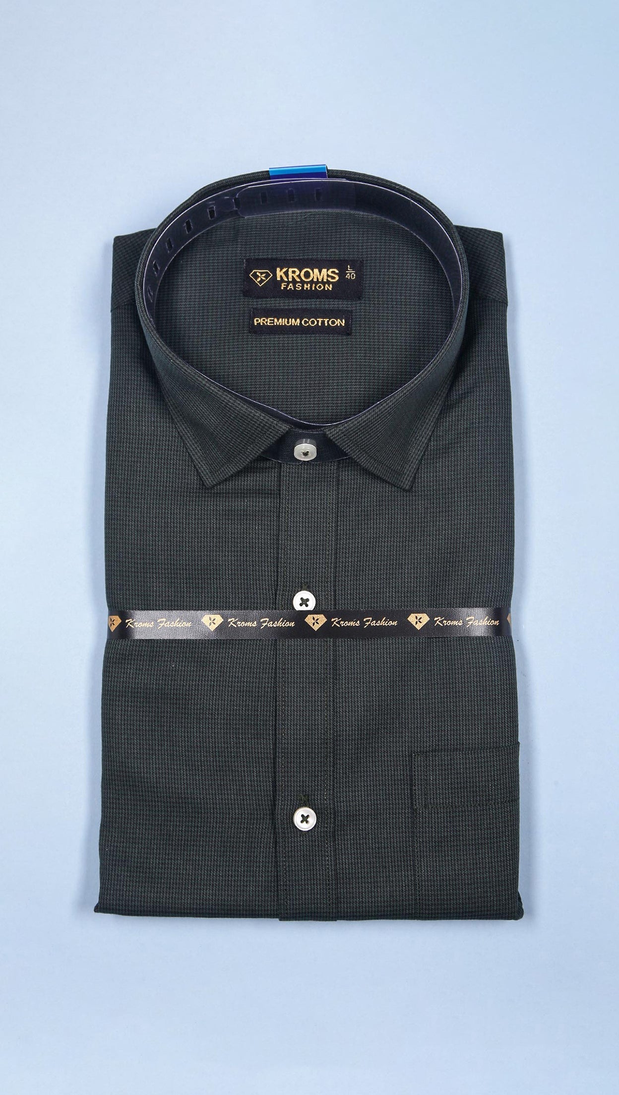 Kroms fashion men shirt Light Blue Gray kromsFashion