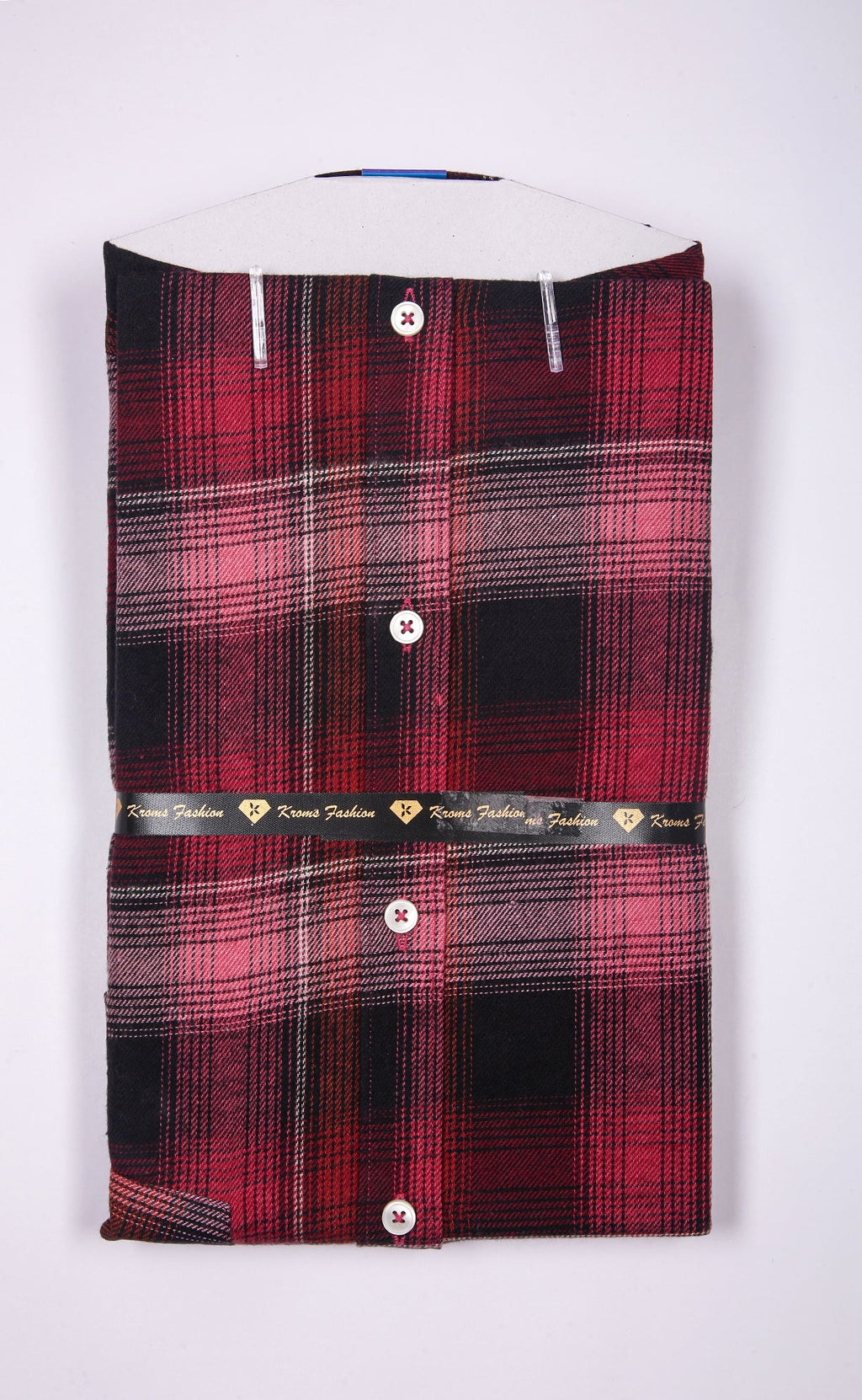 Kroms fashion men shirt Wine Red Checked kroms fashion