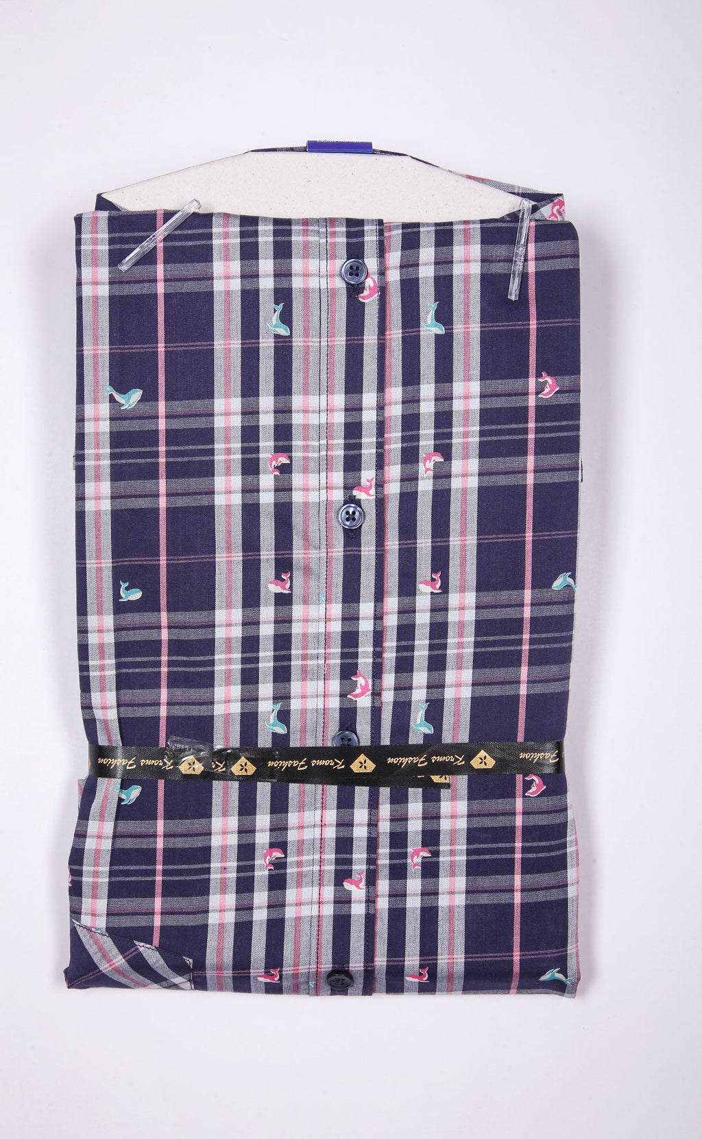 kroms fashion men shirts Black Purple checked kroms fashion