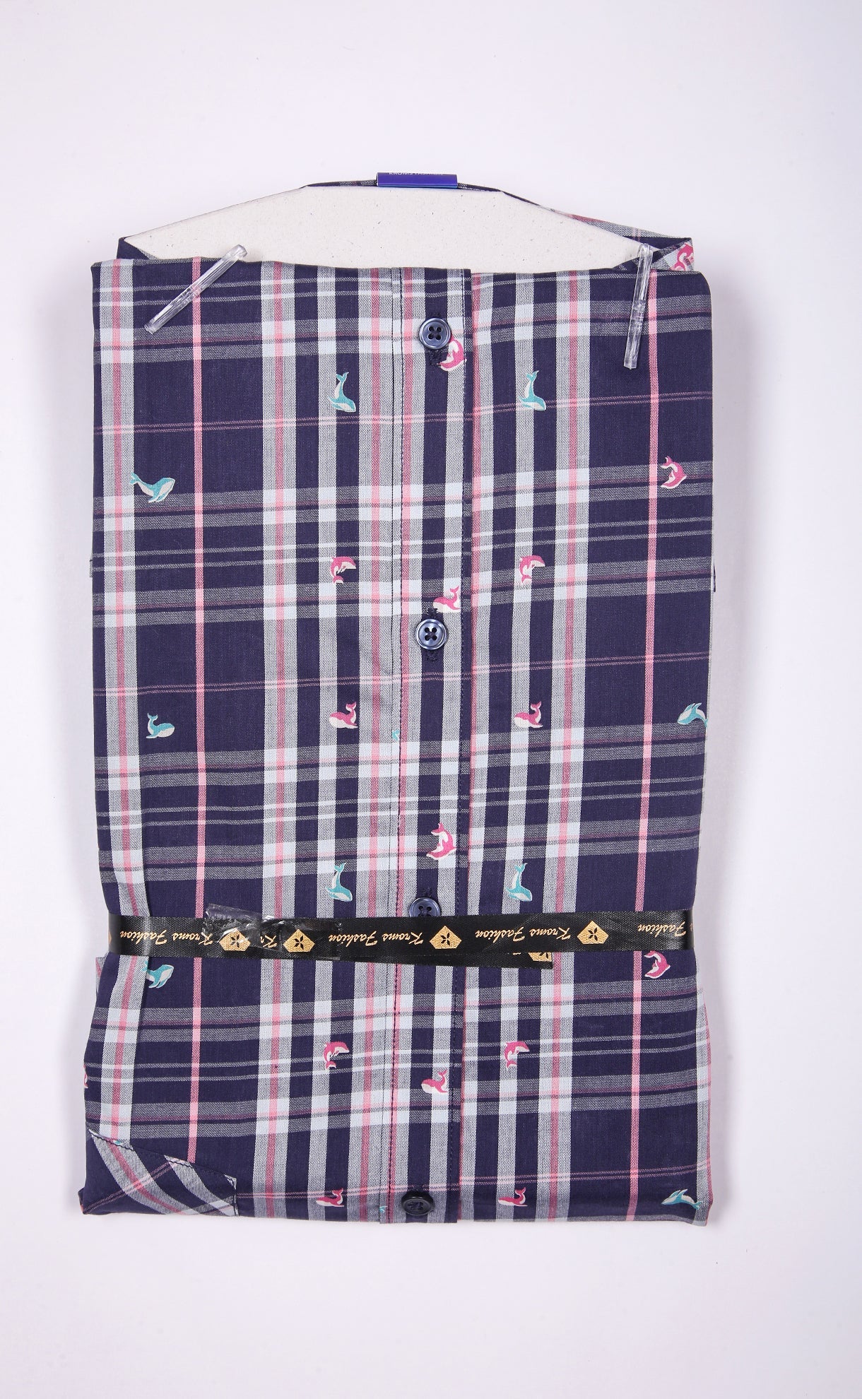 kroms fashion men shirts Black Purple checked kroms fashion