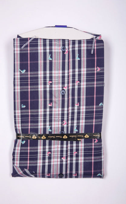 kroms fashion men shirts Black Purple checked kroms fashion
