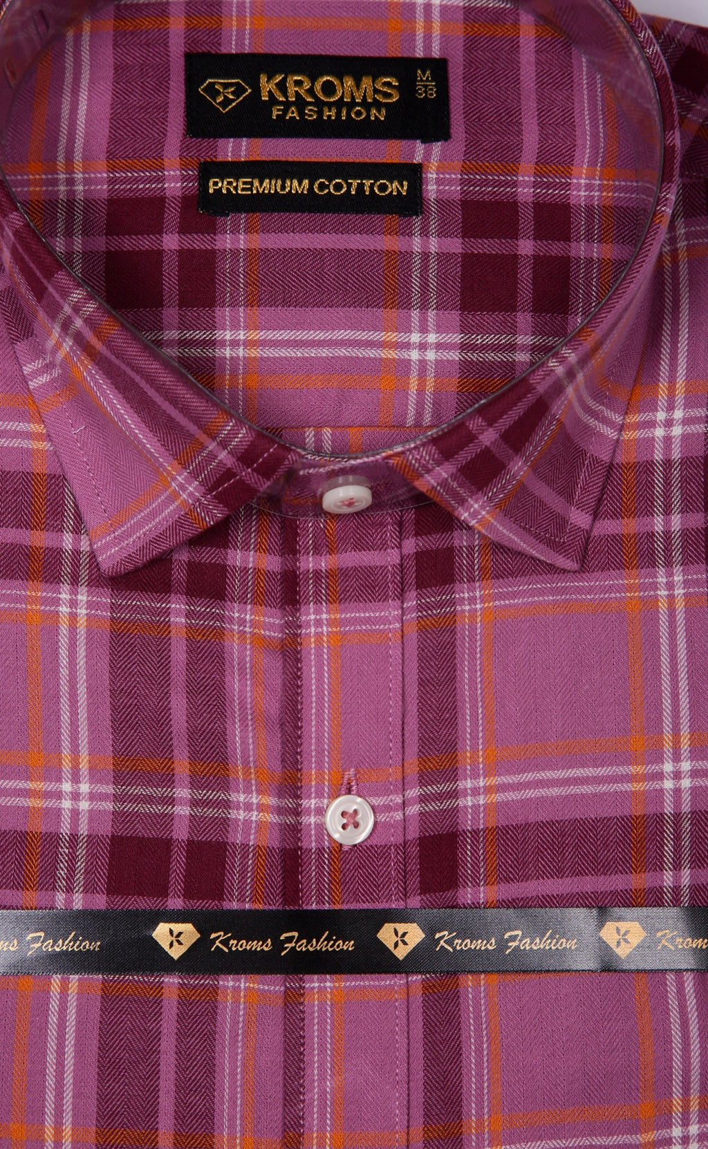 kroms fashion men shirts Purple checked kromsFashion