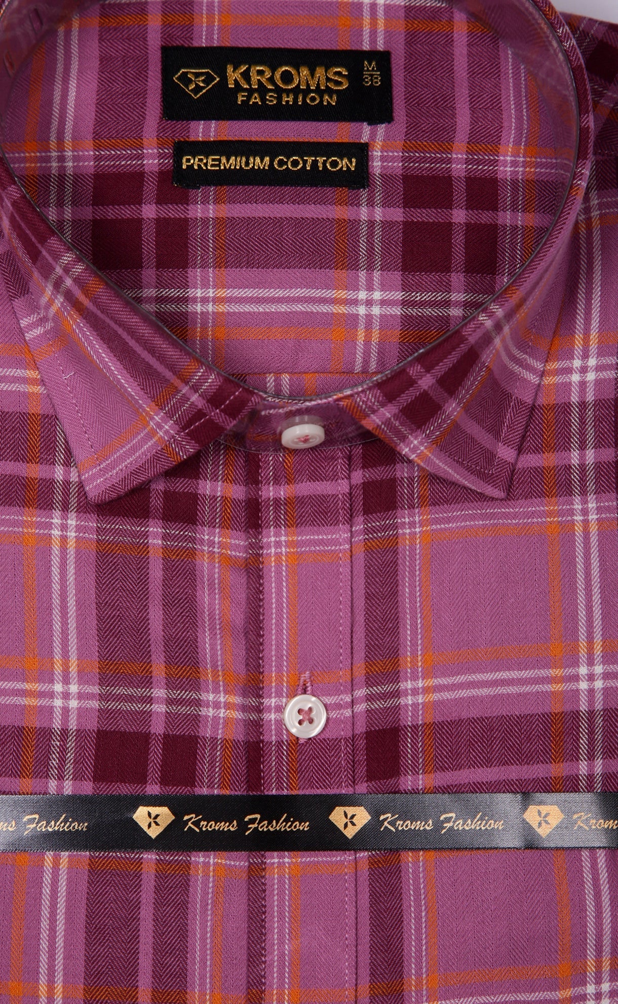 kroms fashion men shirts Purple checked kromsFashion
