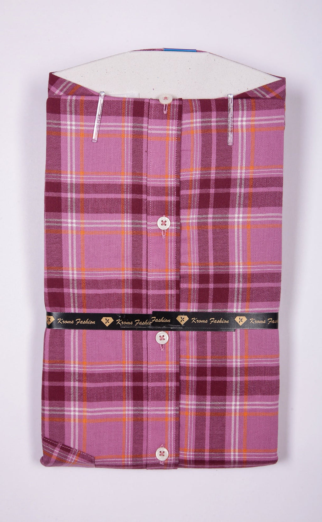 kroms fashion men shirts Purple checked kromsFashion