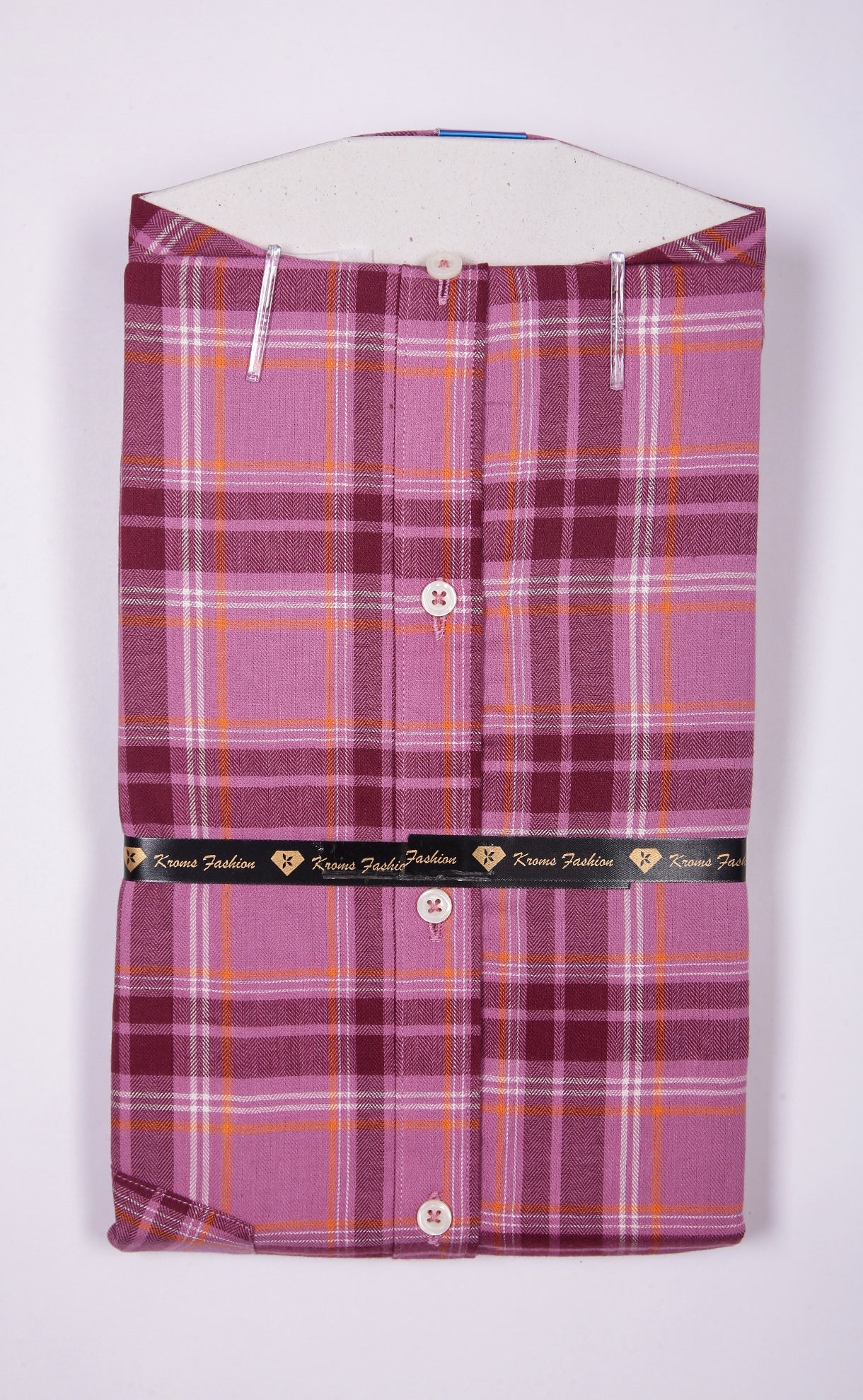 kroms fashion men shirts Purple checked kromsFashion