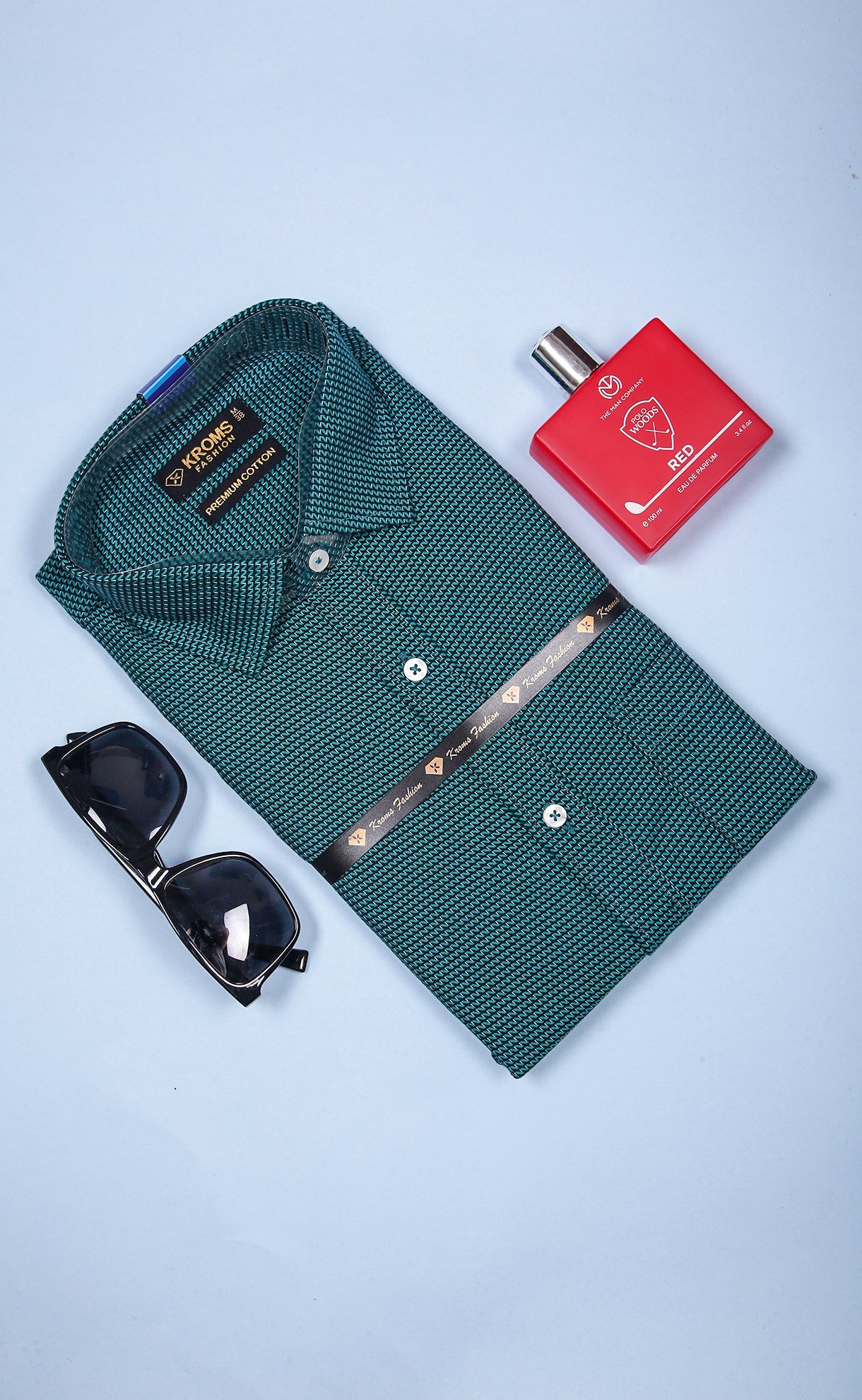 Kroms fashion men shirt Bottle Green Color kroms fashion