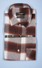 Kroms fashion men shirt Brown Checked kroms fashion