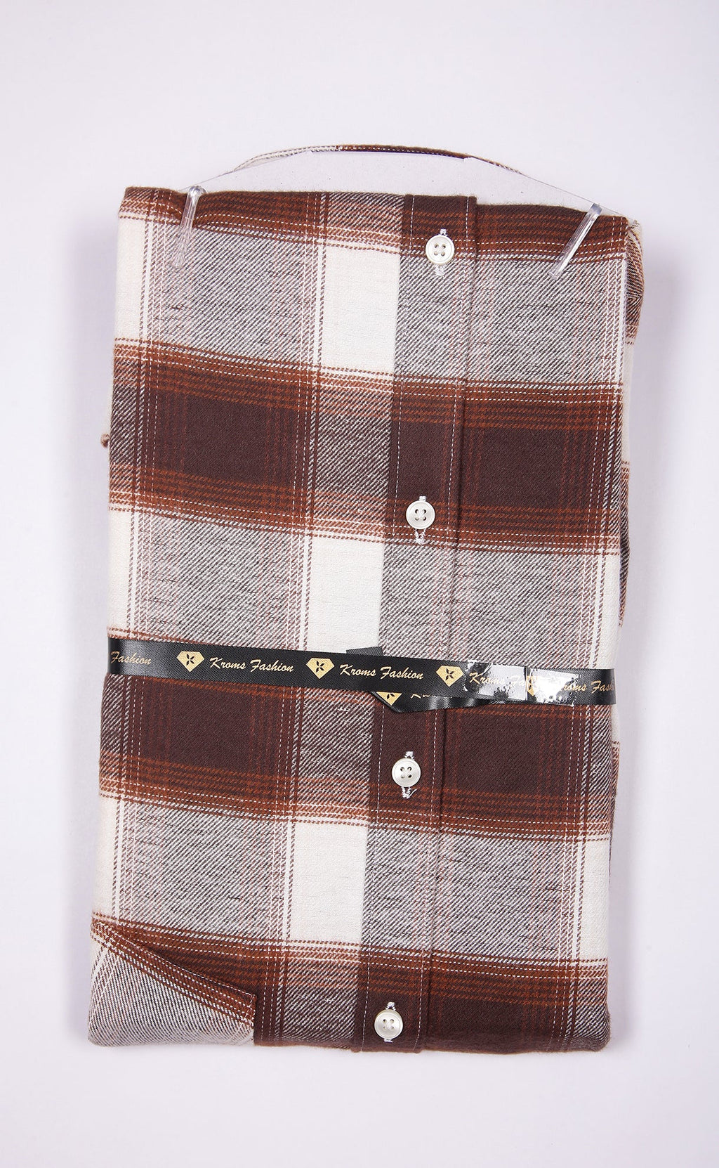 Kroms fashion men shirt Brown Checked kroms fashion