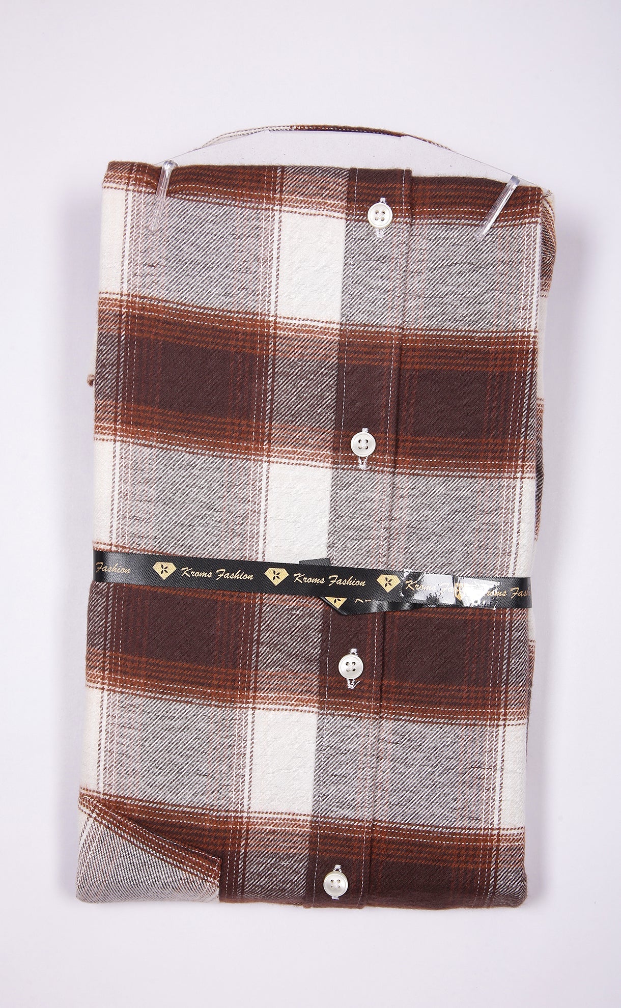 Kroms fashion men shirt Brown Checked kroms fashion