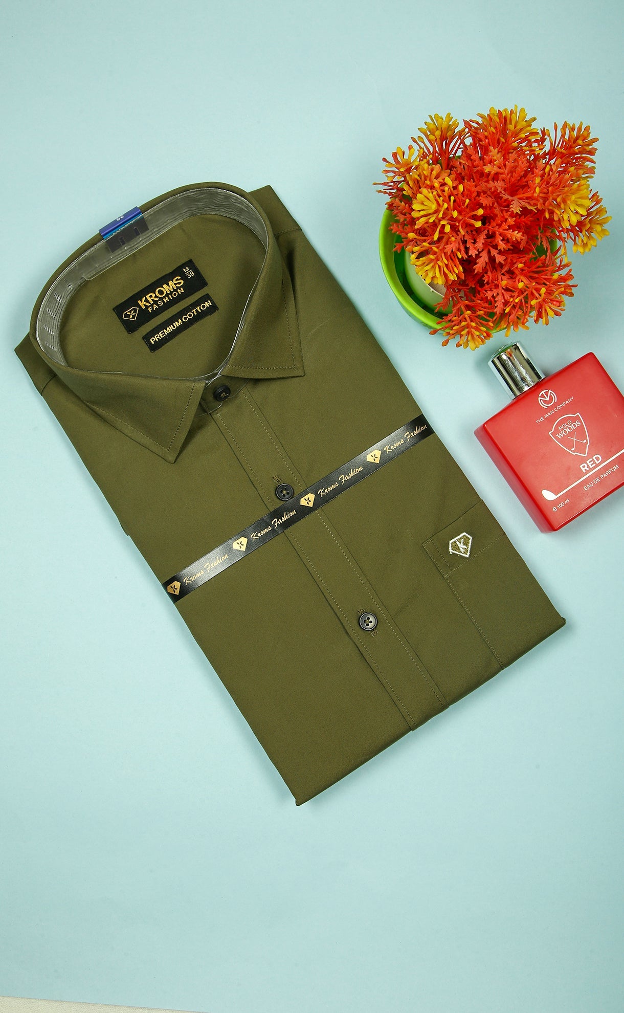 Kroms fashion men shirt Mehandi Green Color kroms fashion
