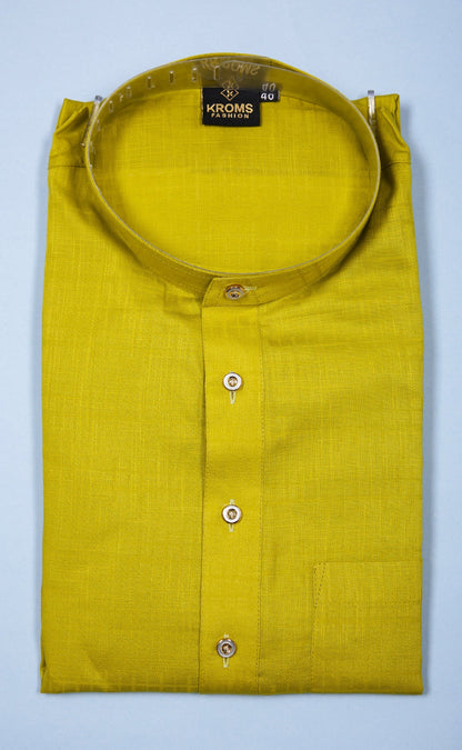Kroms Fashion Men Self Design Kurta Olive Green kroms fashion