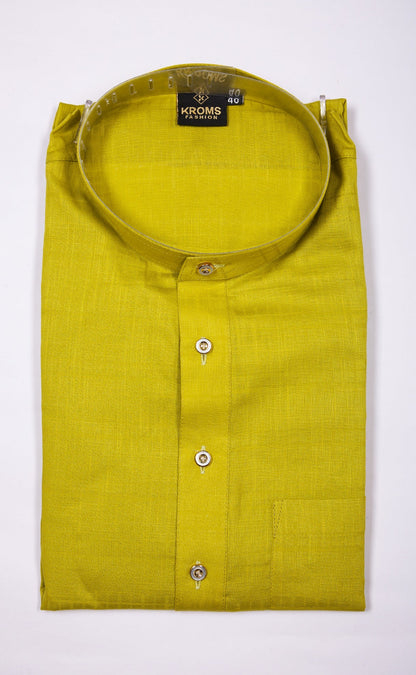 Kroms Fashion Men Self Design Kurta Olive Green kroms fashion