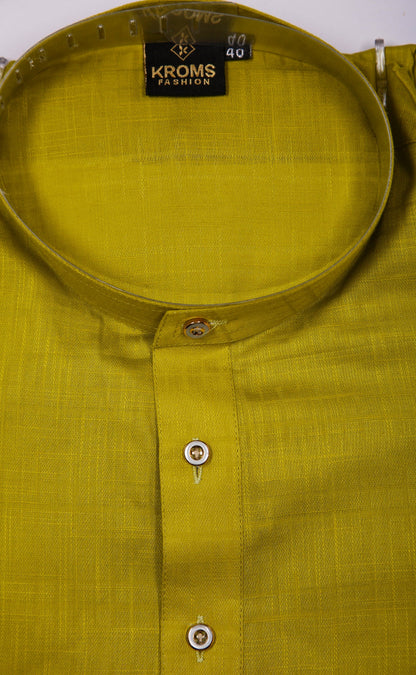 Kroms Fashion Men Self Design Kurta Olive Green kroms fashion