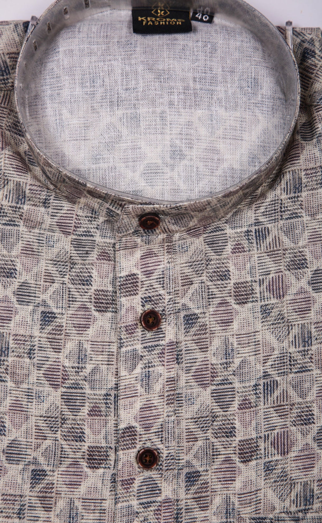 Kroms fashion men digital printed kurta off white with black geometrical shape kroms fashion