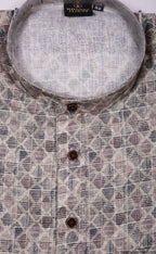 Kroms fashion men digital printed kurta off white with black geometrical shape kroms fashion