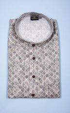 Kroms fashion men digital printed kurta off white with black geometrical shape kroms fashion