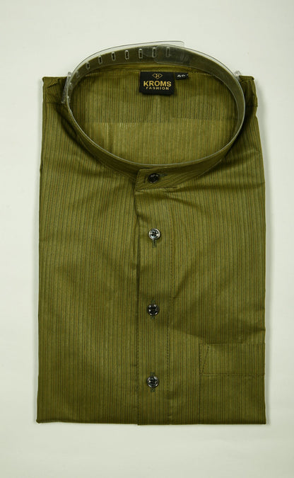 Kroms fashion men self design kurta Color Army Green kroms fashion