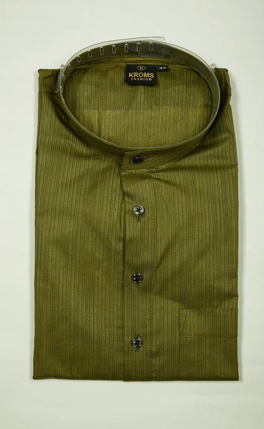 Kroms fashion men self design kurta Color Army Green kroms fashion