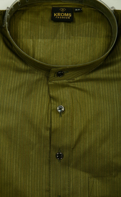 Kroms fashion men self design kurta Color Army Green kroms fashion