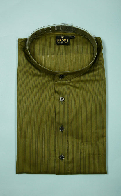 Kroms fashion men self design kurta Color Army Green kroms fashion