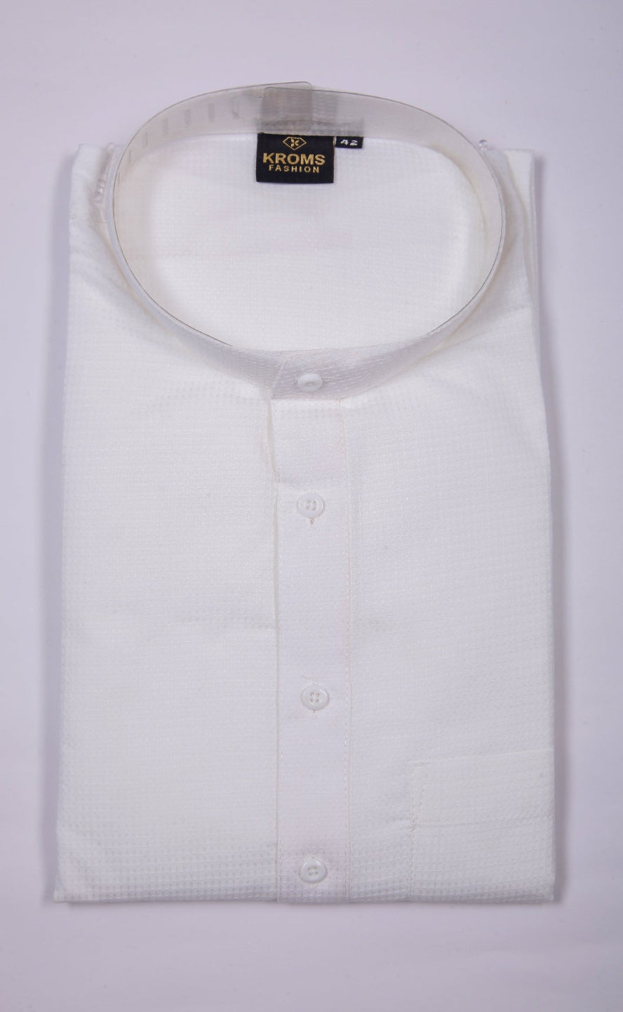 Kroms fashion men plain kurta White kroms fashion