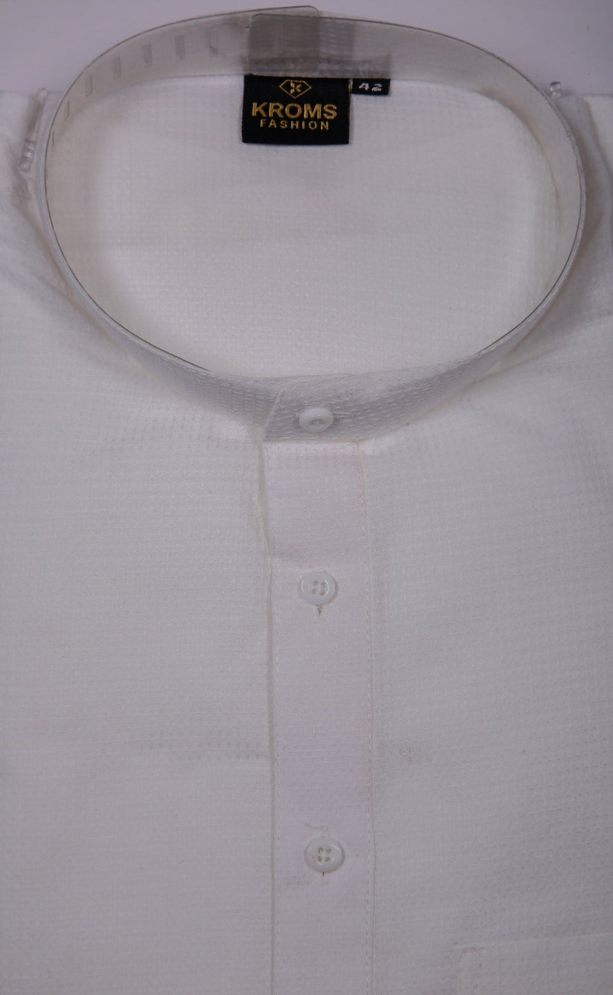 Kroms fashion men plain kurta White kroms fashion