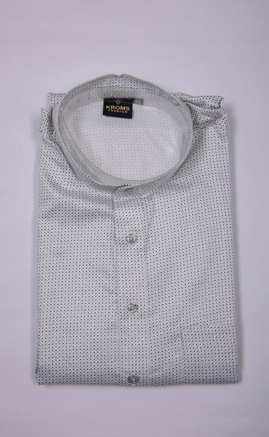 Kroms Fashion Men Kurta White Dotted kromsFashion