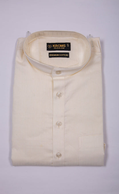 Kroms fashion men plain kurta Beige kromsFashion