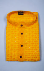 Kroms Fashion Sequin Men Kurta Yellow kromsFashion