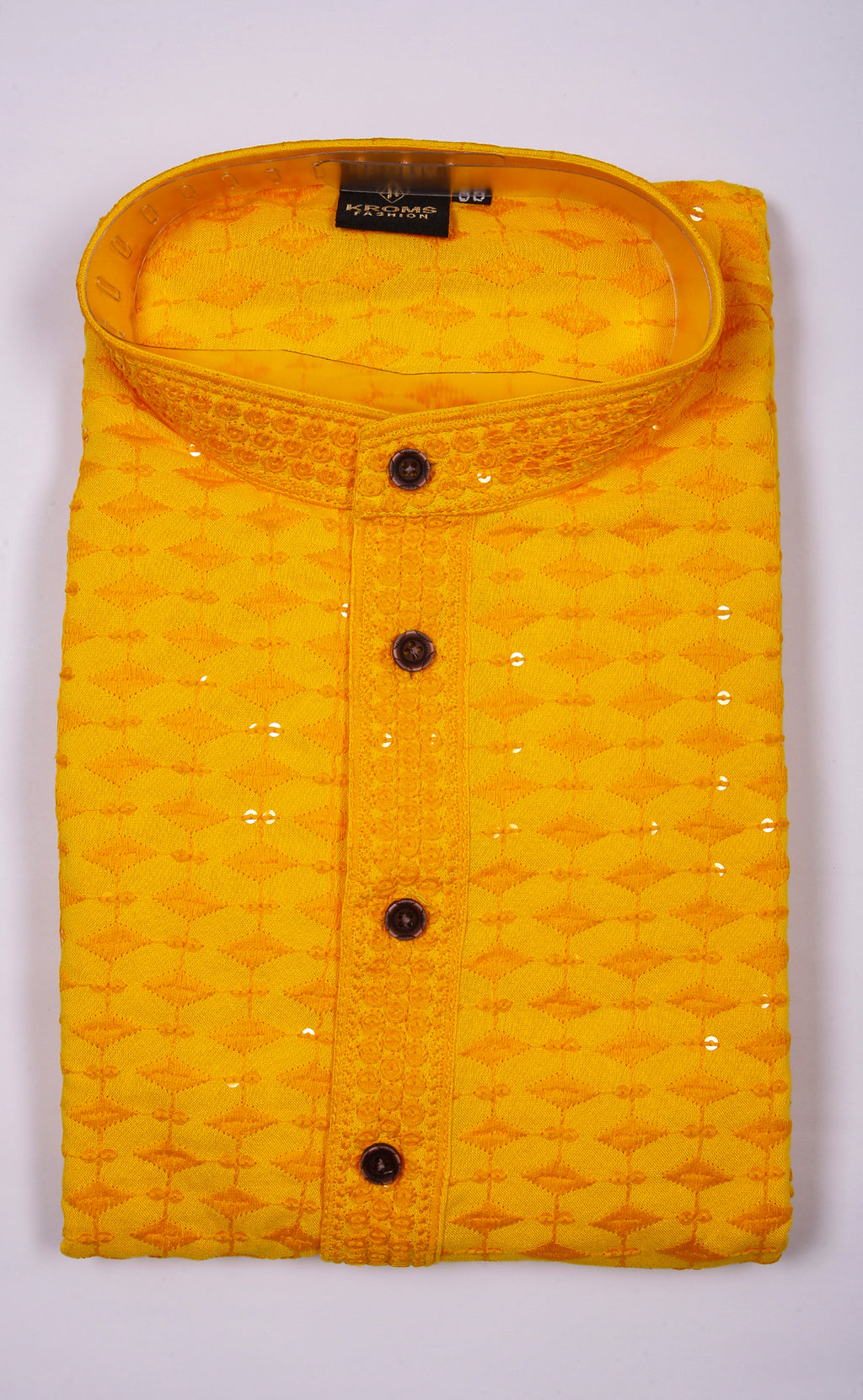 Kroms Fashion Sequin Men Kurta Yellow kromsFashion