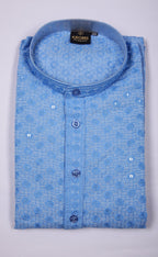 kroms fashion men sequin kurta Sky blue kroms fashion
