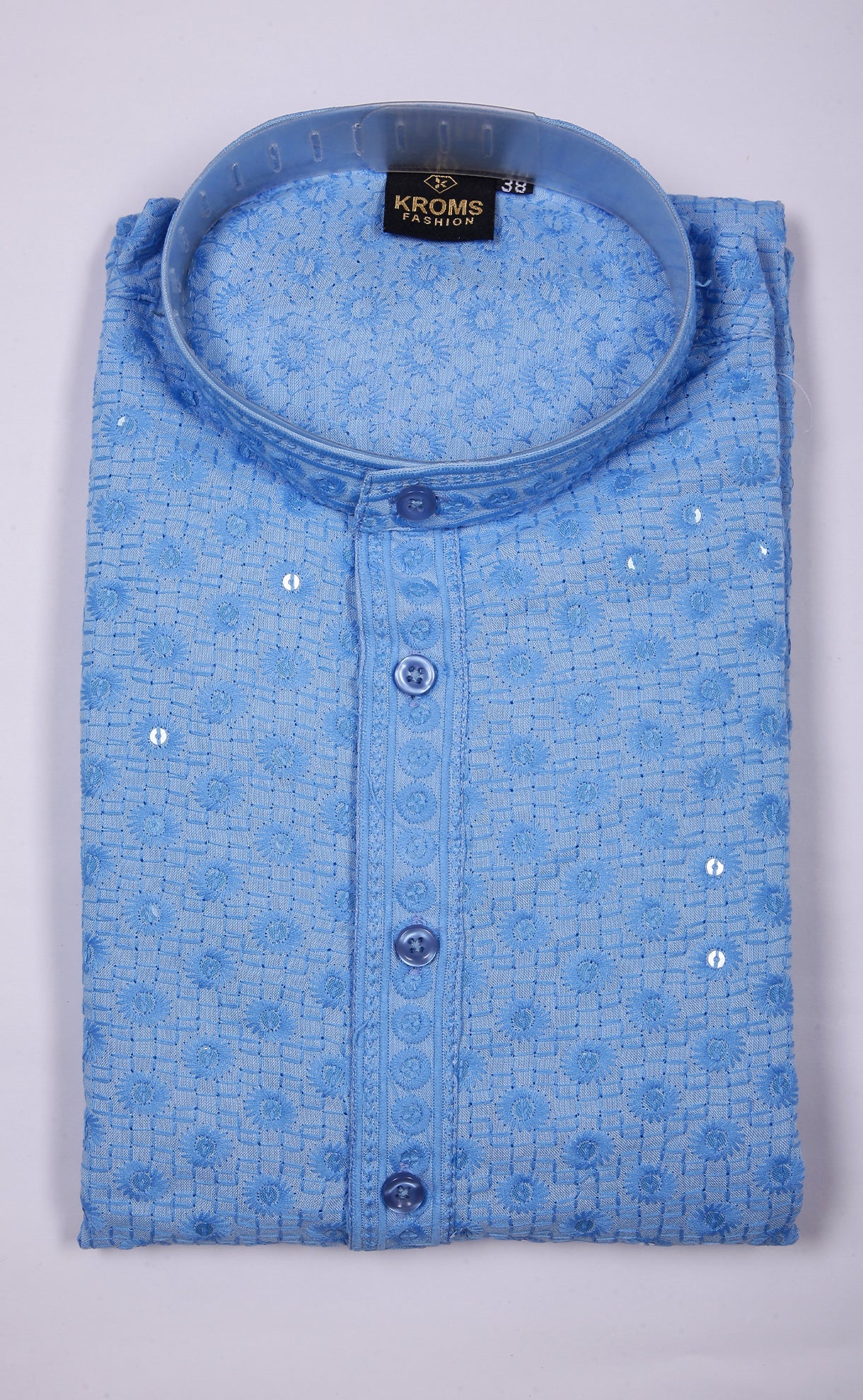 kroms fashion men sequin kurta Sky blue kroms fashion
