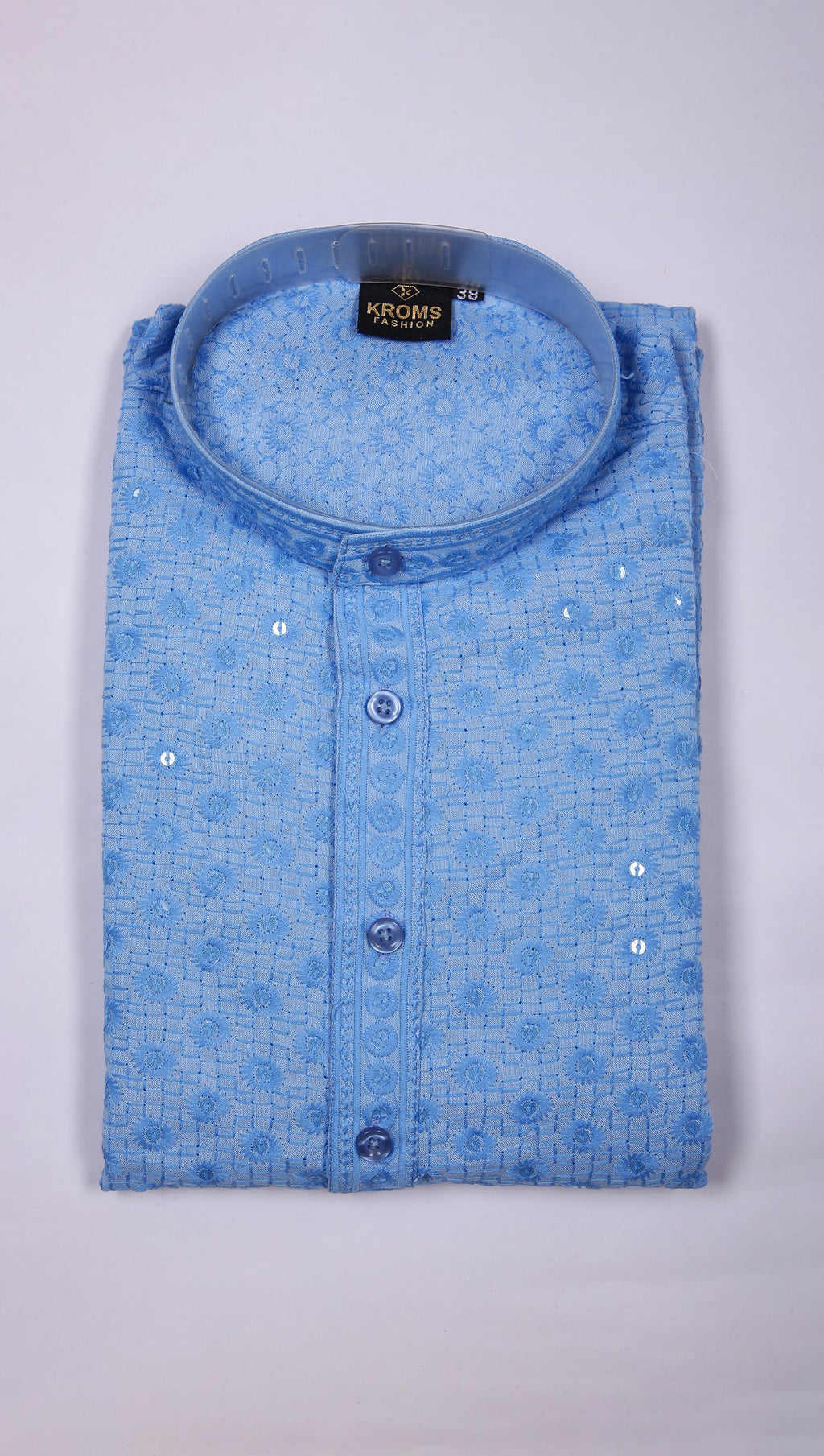 kroms fashion men sequin kurta Sky blue kroms fashion