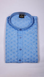 kroms fashion men sequin kurta Sky blue kroms fashion