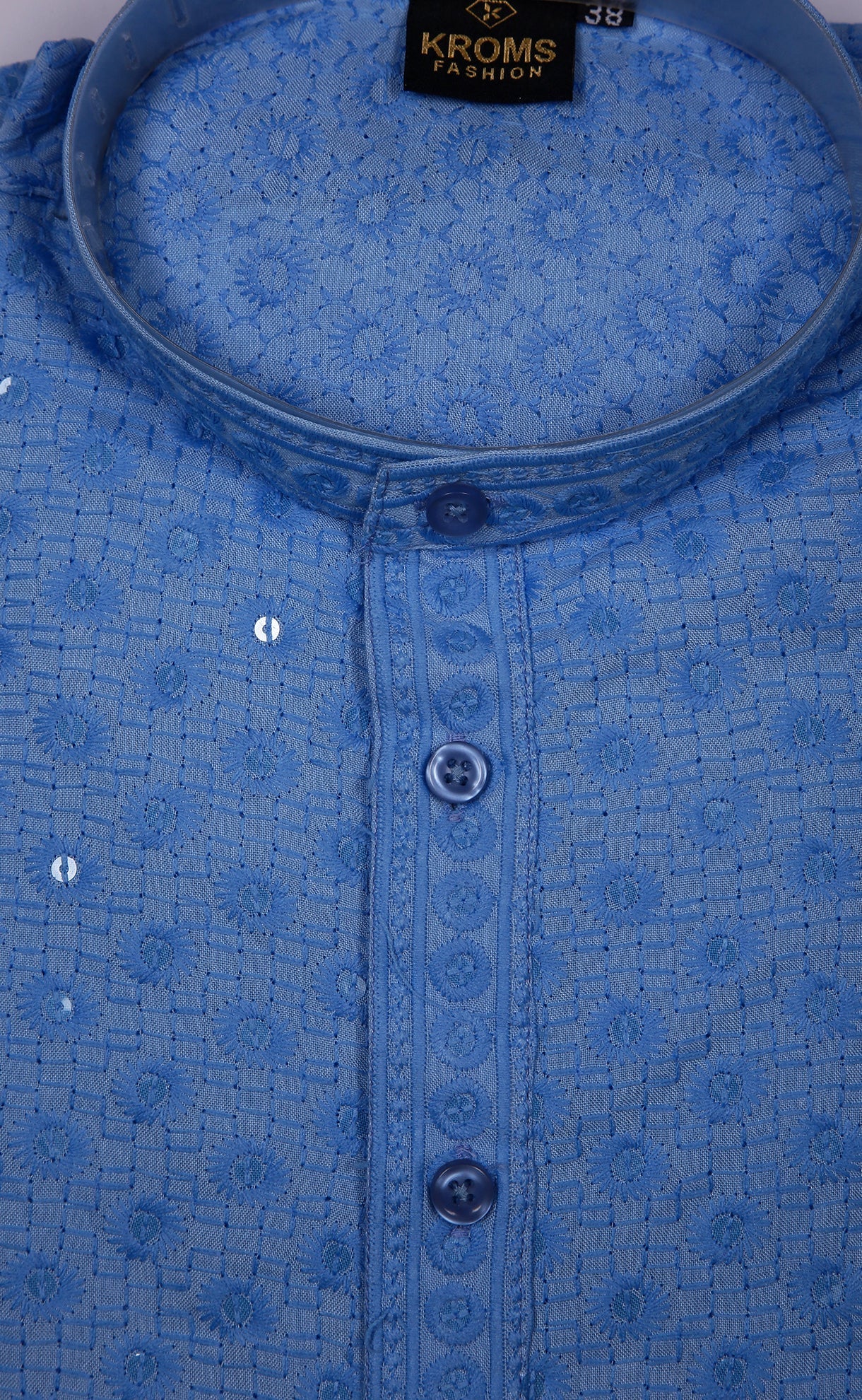 kroms fashion men sequin kurta Sky blue kroms fashion