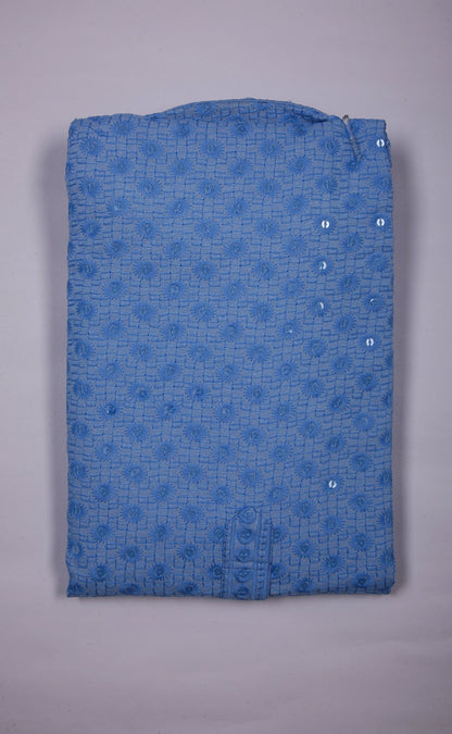 kroms fashion men sequin kurta Sky blue kroms fashion