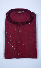 Kroms fasion men sequin kurta Wine kromsFashion