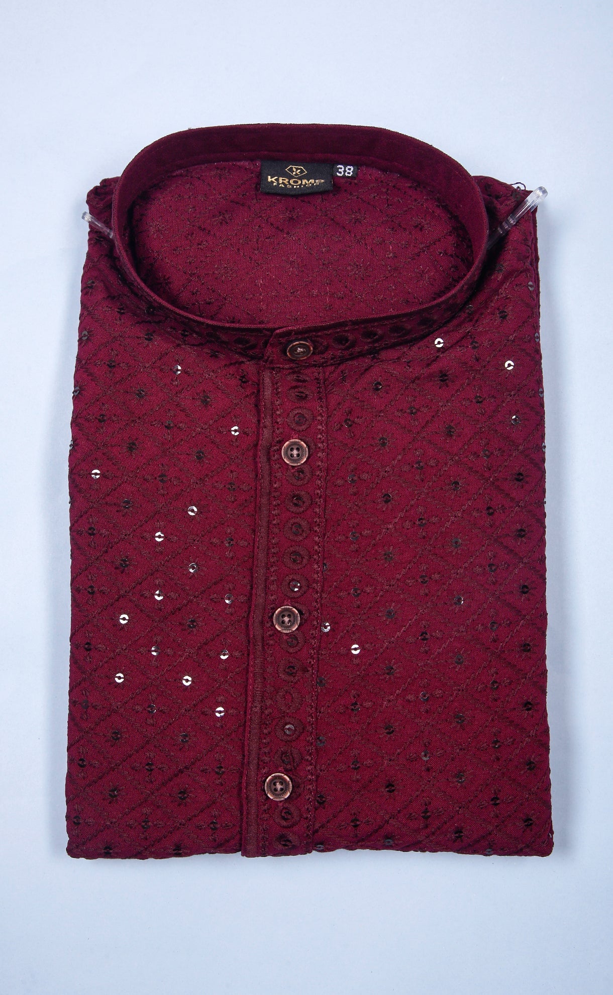 Kroms fasion men sequin kurta Wine kromsFashion
