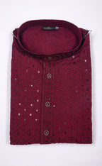 Kroms fasion men sequin kurta Wine kromsFashion