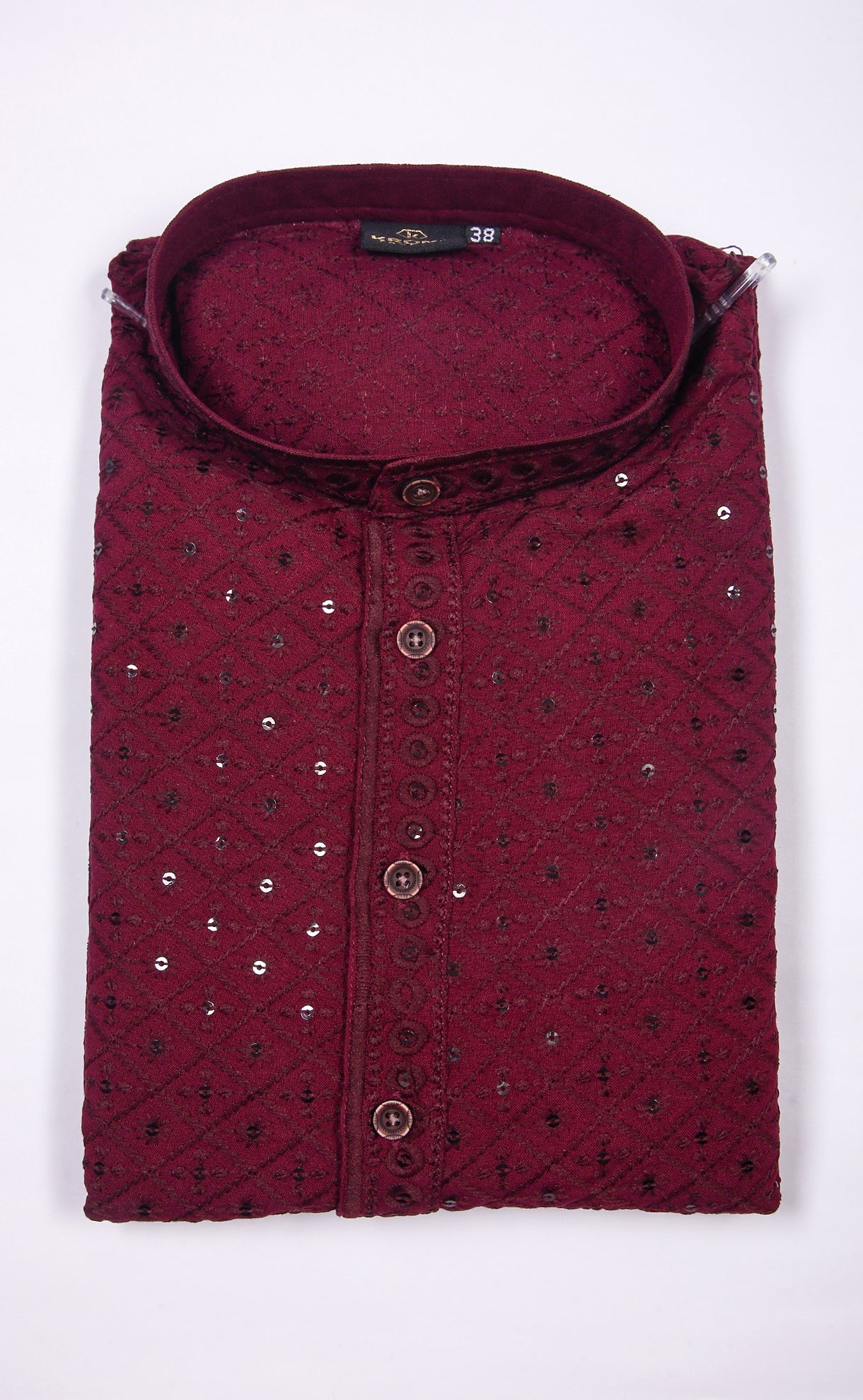 Kroms fasion men sequin kurta Wine kromsFashion