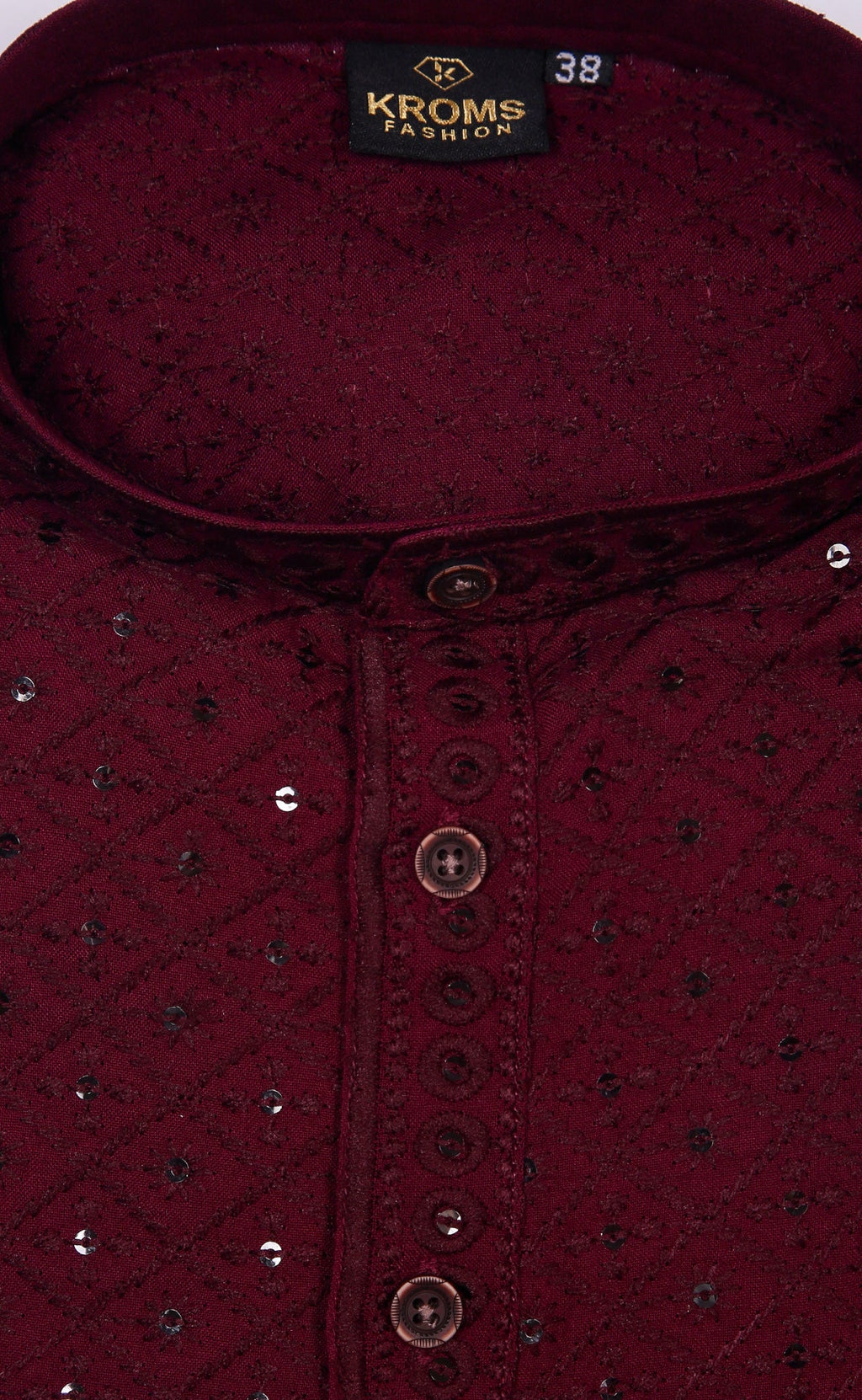 Kroms fasion men sequin kurta Wine kromsFashion