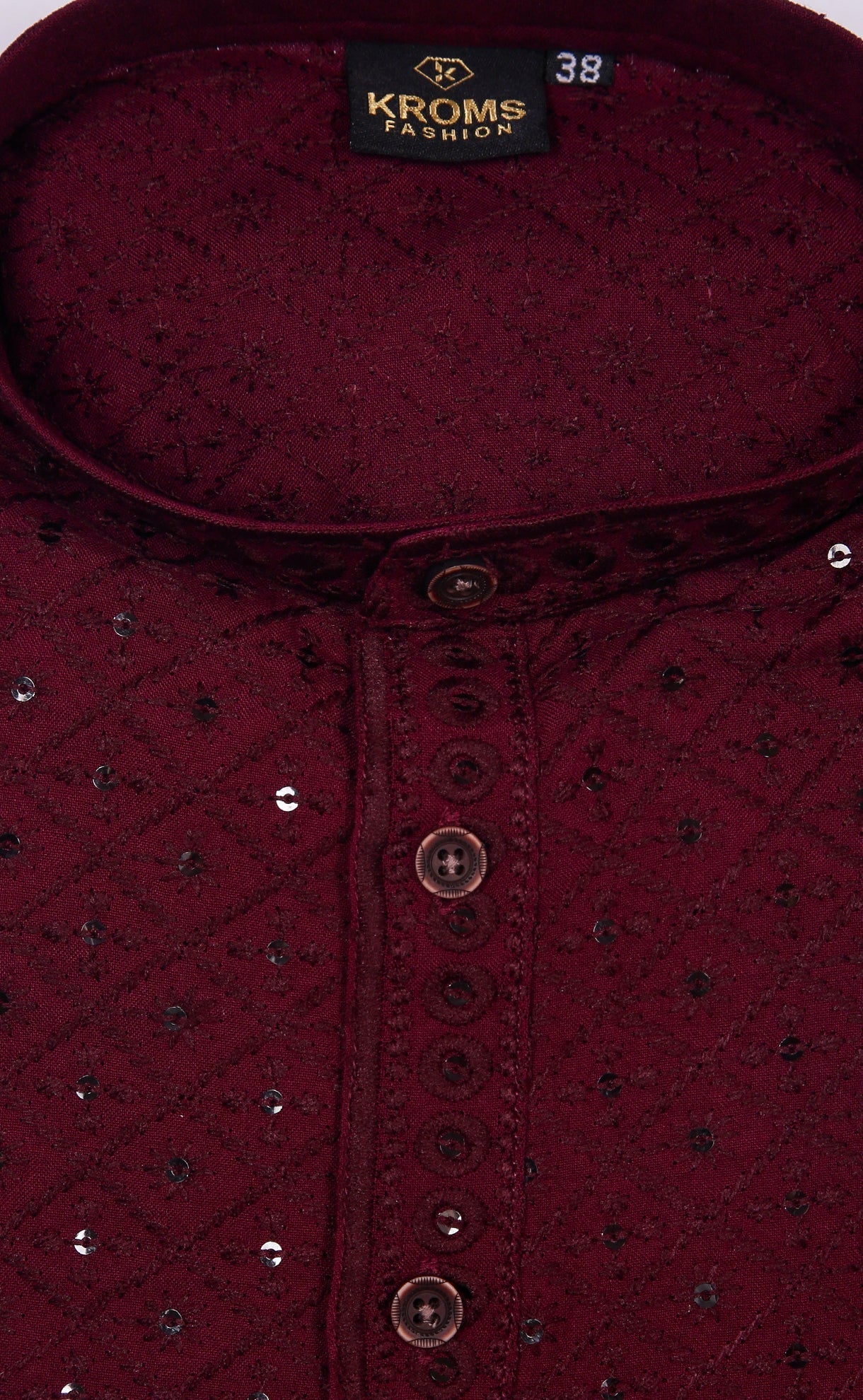 Kroms fasion men sequin kurta Wine kromsFashion