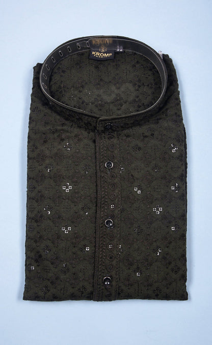 Kroms fashion men sequin kurta Mehandi kromsFashion