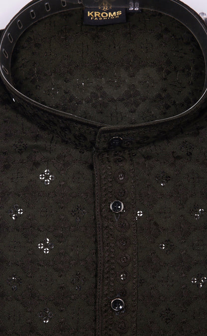 Kroms fashion men sequin kurta Mehandi kromsFashion
