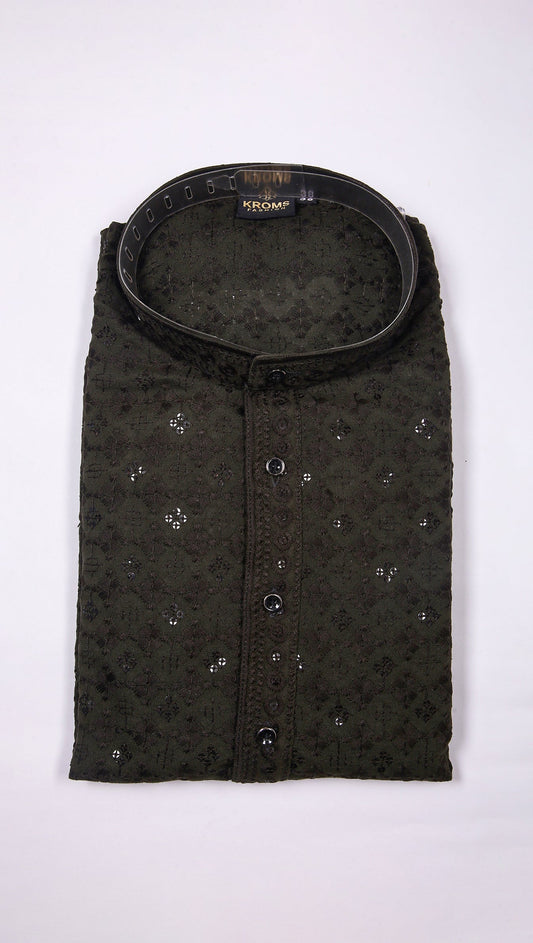 Kroms fashion men sequin kurta Mehandi kromsFashion