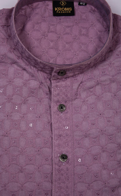 kroms fashion men sequin kurta Mauve kroms fashion
