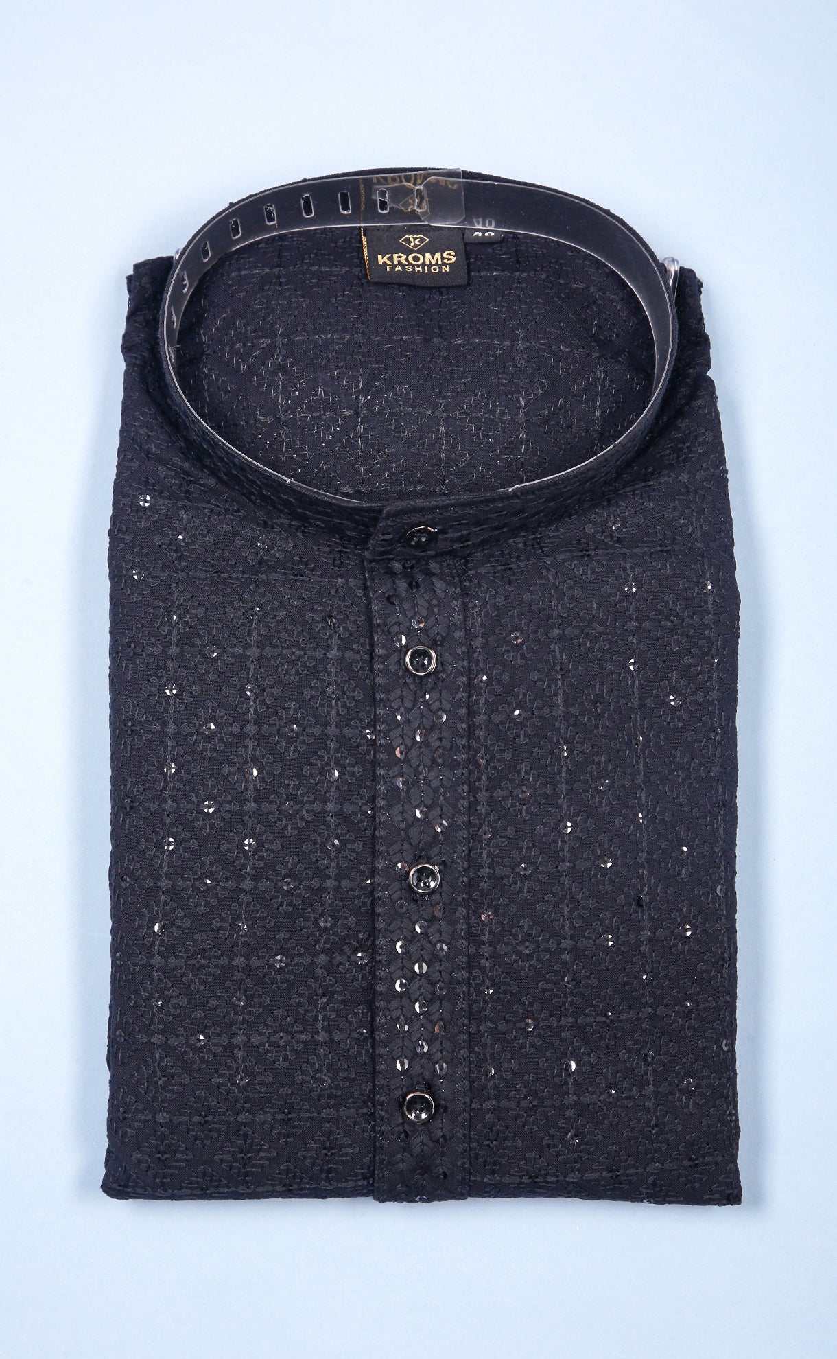 Kroms fashion men sequin kurta Black kromsFashion